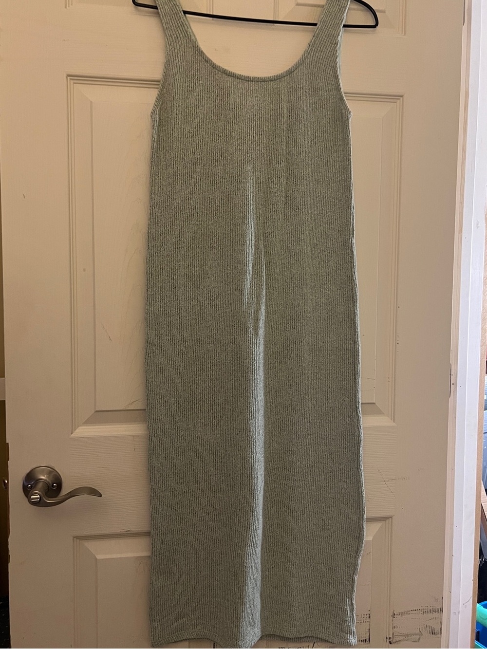 Zara Sleeveless Ribbed Maxi dress in Sage Green